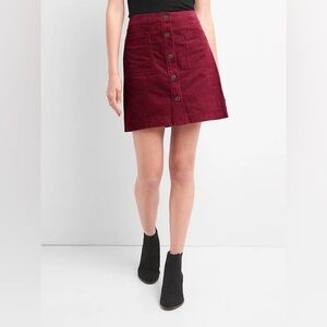 New LOFT Outlet Women's Skirt A Line Button Front Pockets Maroon Red  6 Hippie